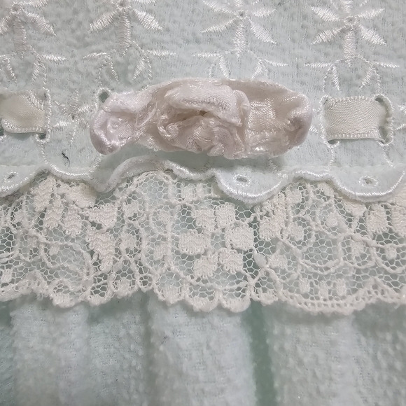 Christian Dior vintage nightgown long 3/4 sleeve lace trim blue size medium - Picture 3 of 14